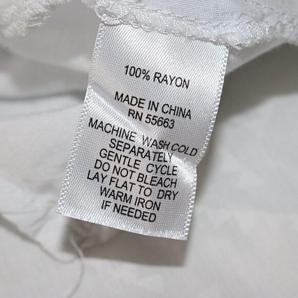 Swim Cover with Embroidery and Shark Bite Hem - For Cynthia Beachwear, White, S - Picture 10 of 10